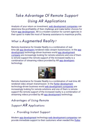take advantage of remote support using