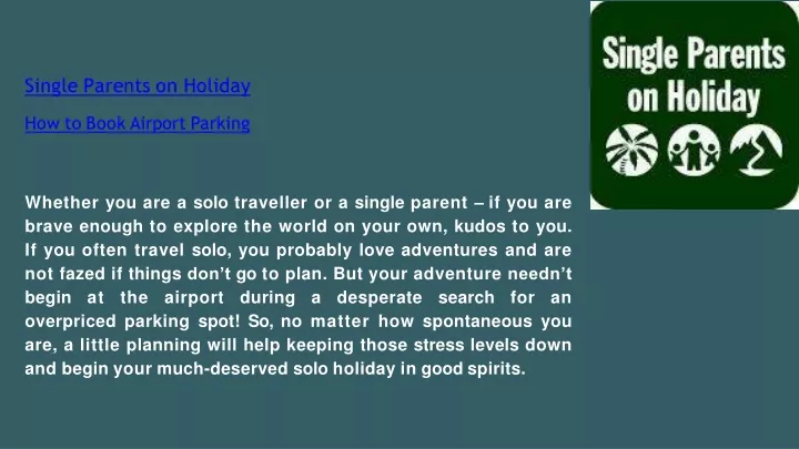 single parents on holiday