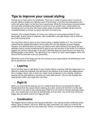 Tips to improve your casual styling