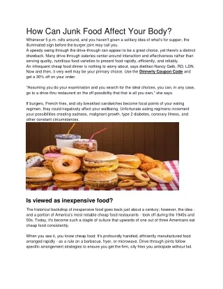 how can junk food affect your body whenever