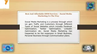 Best And Affordable SMM Services – Social Media Marketing Us The Way