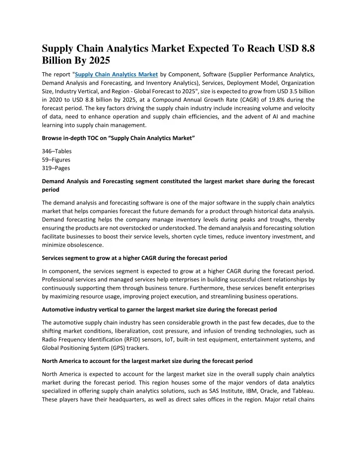 PPT - Supply Chain Analytics Market worth $8.8 billion by 2025 ...