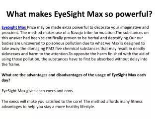What makes EyeSight Max so powerfull