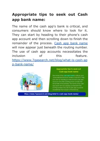 Appropriate tips to seek out Cash app bank name: