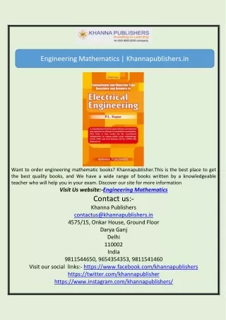 Engineering Mathematics | Khannapublishers.in