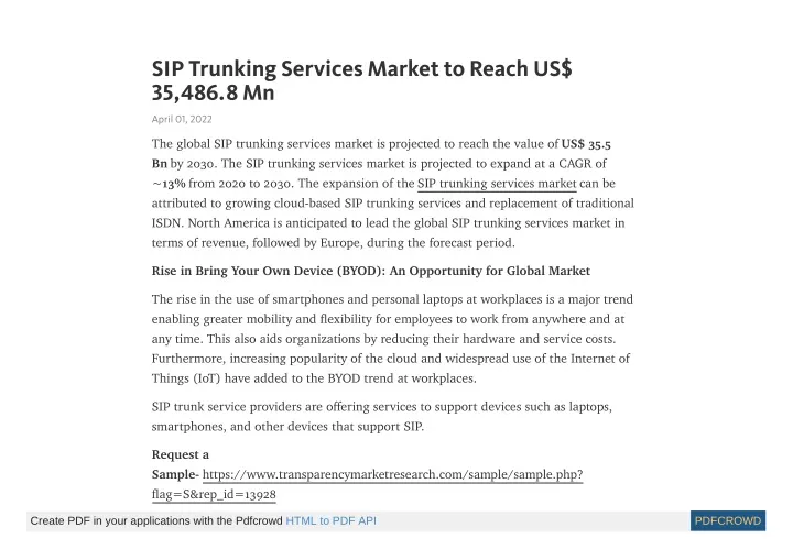 sip trunking services market to reach