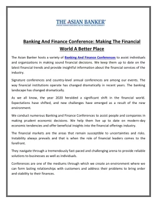 banking and finance conference making