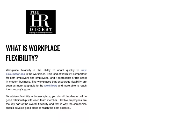 what is workplace flexibility