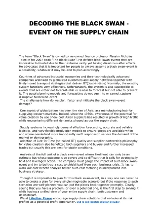 decoding the black swan event on the supply chain