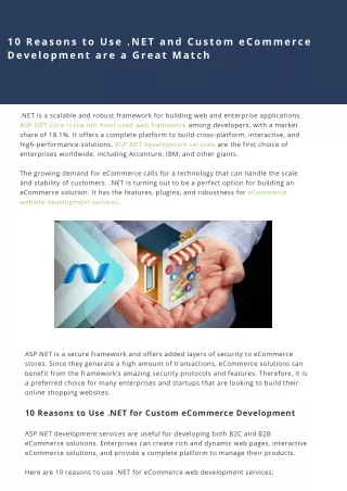 10 reasons to use net and custom ecommerce
