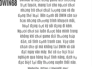 dwin68 l m t c ng game i th ng tr c tuy n mang