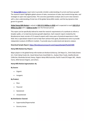 the hemp milk market report aims to provide