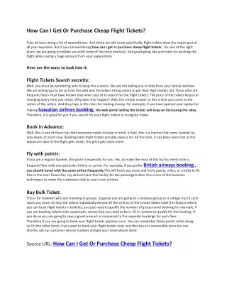 how can i get or purchase cheap flight tickets