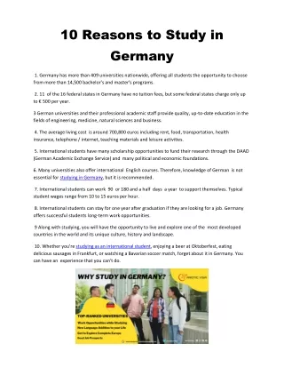 10 Reasons to Study in Germany