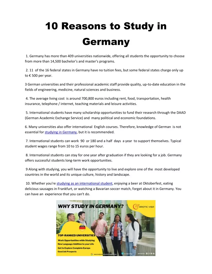 10 reasons to study in germany
