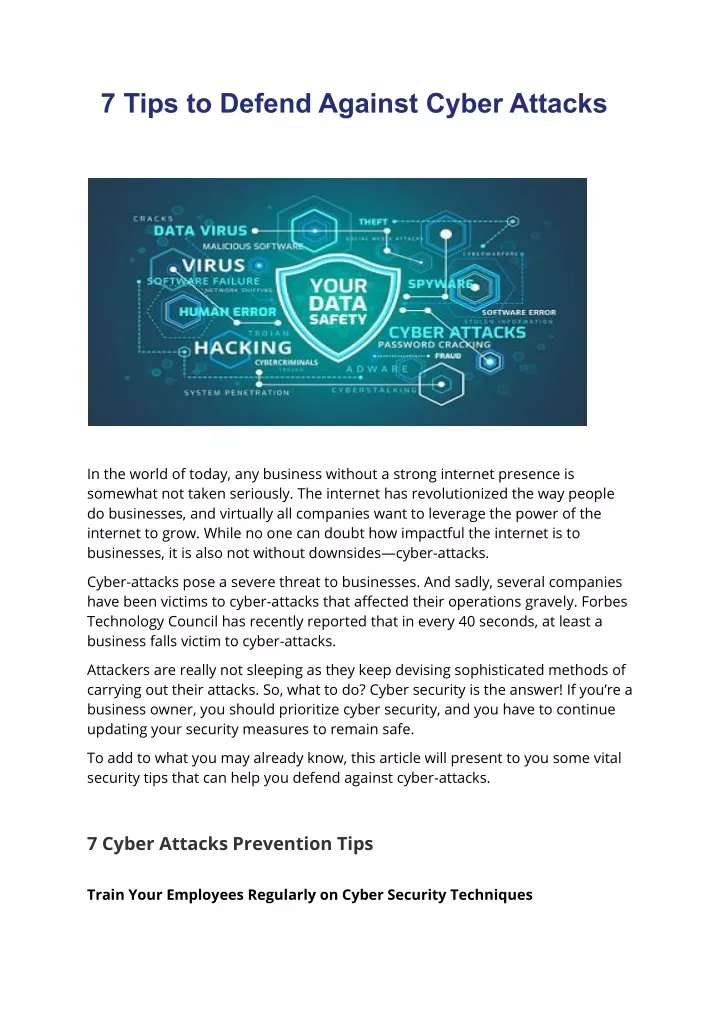 7 tips to defend against cyber attacks