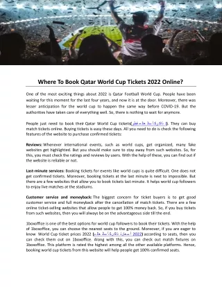 Where To Book Qatar World Cup Tickets 2021