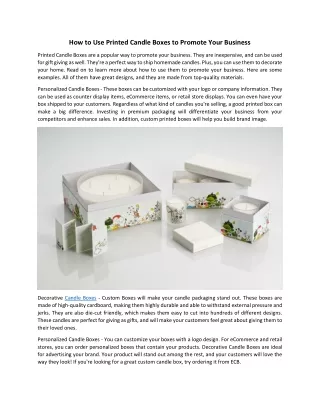 How to Use Printed Candle Boxes to Promote Your Business
