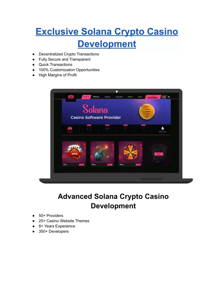 exclusive solana crypto casino development