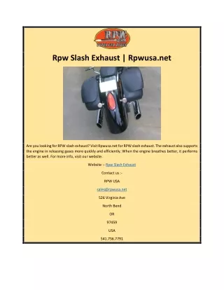 Rpw Slash Exhaust