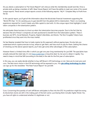 do you desire a subscription to the future report