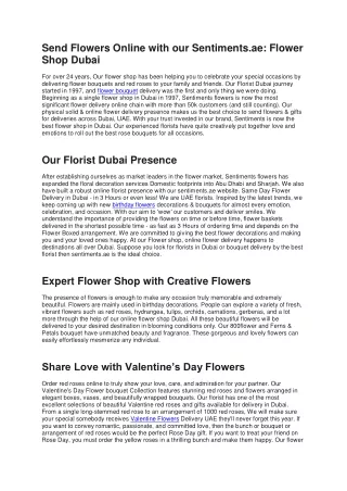 Flower Shop Dubai | #1 Florist Dubai - Sentiments Flowers