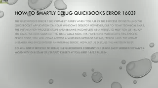 how to smartly debug quickbooks error 1603