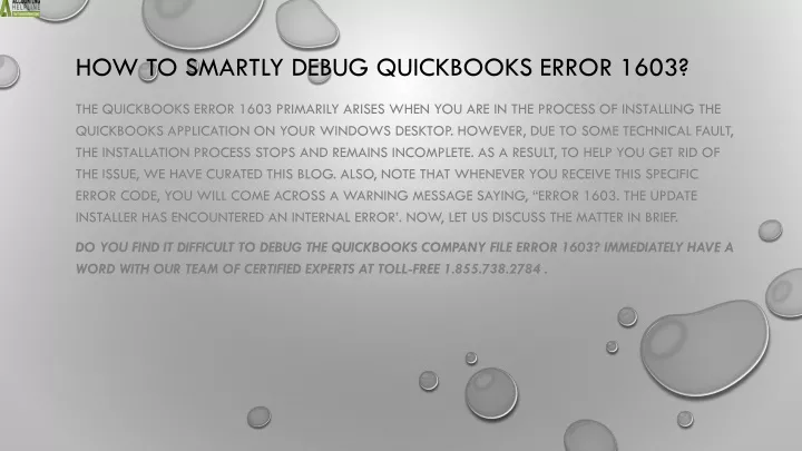 how to smartly debug quickbooks error 1603