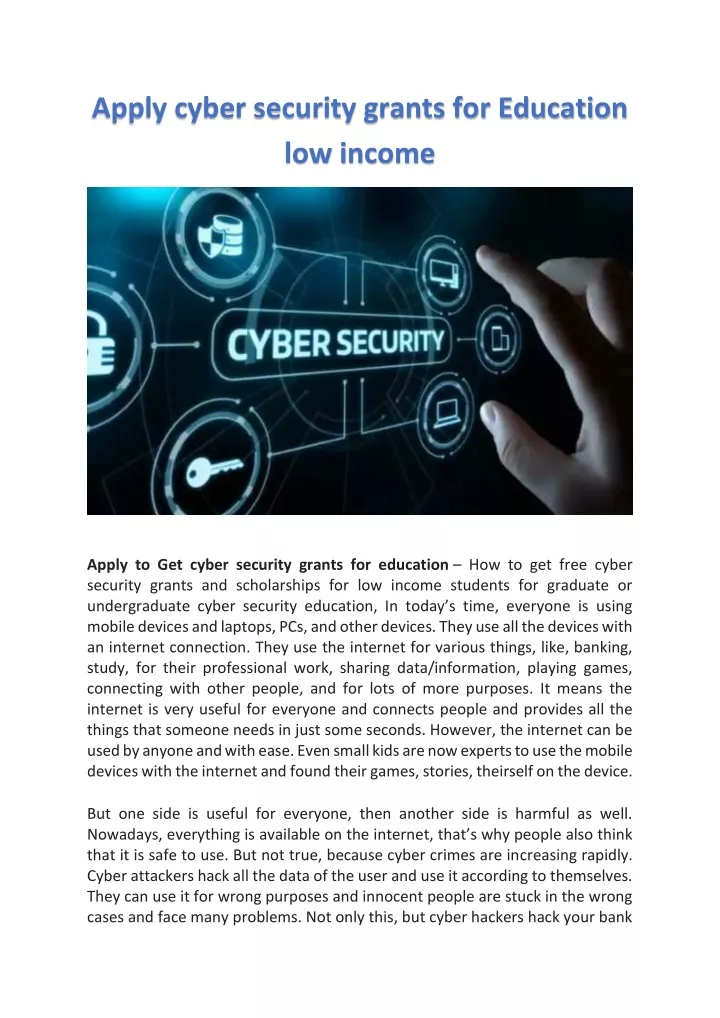 apply cyber security grants for education