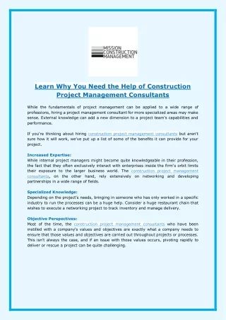 learn why you need the help of construction