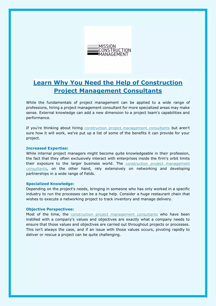 learn why you need the help of construction