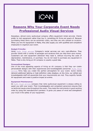 Reasons Why Your Corporate Event Needs Professional Audio Visual Services