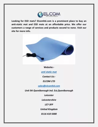 looking for esd mats elcomltd com is a prominent