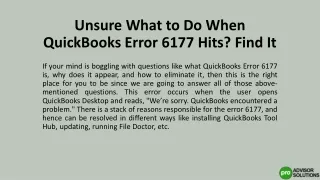 Unsure What to Do When QuickBooks Error 6177 Hits? Find It