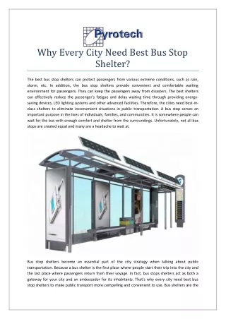 Why Every City Need Best Bus Stop Shelter