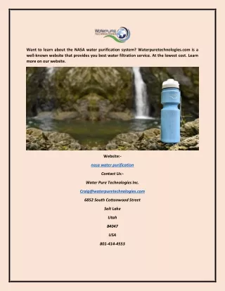 Nasa Water Purification Waterpuretechnologies.com