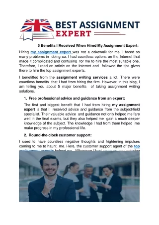 5 benefits i received when hired my assignment