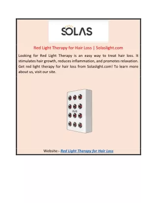 Red Light Therapy for Hair Loss Solaslight