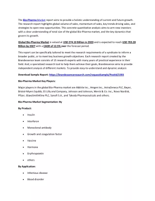 the bio pharma market report aims to provide