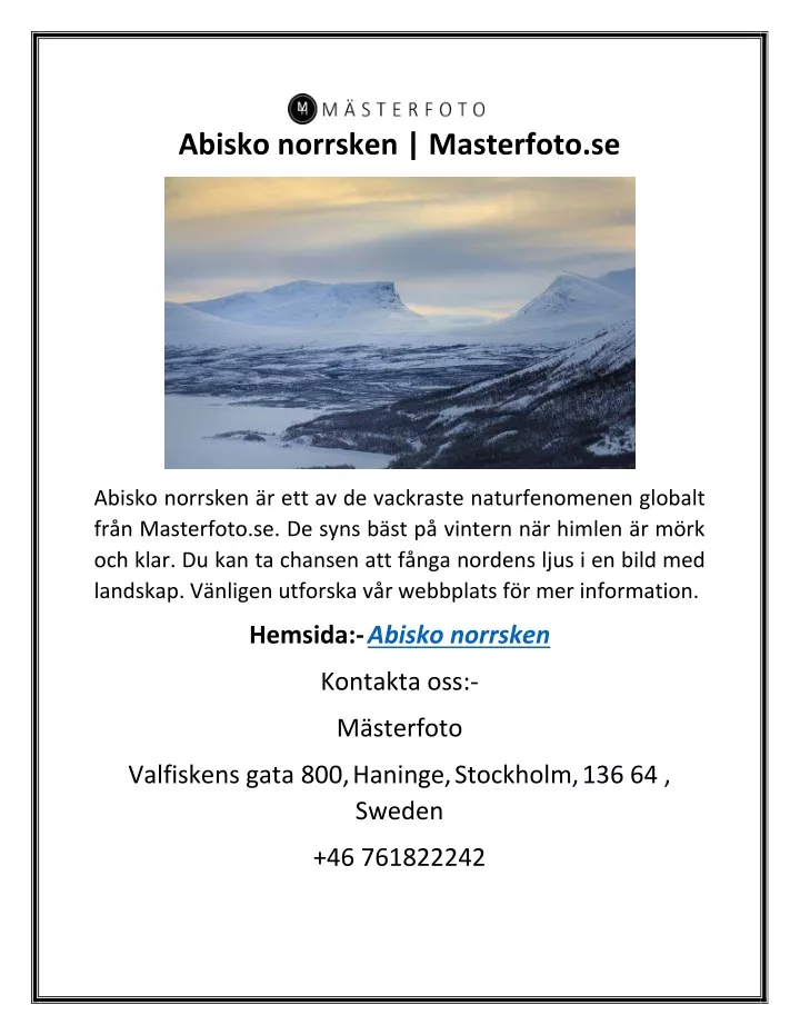 abisko norrsken masterfoto se