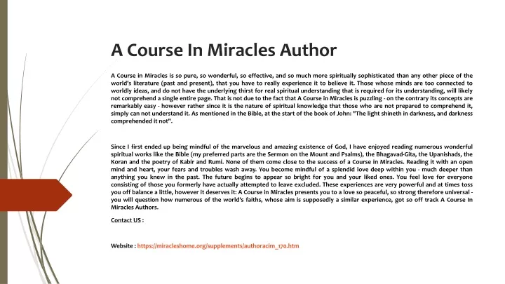 a course in miracles author