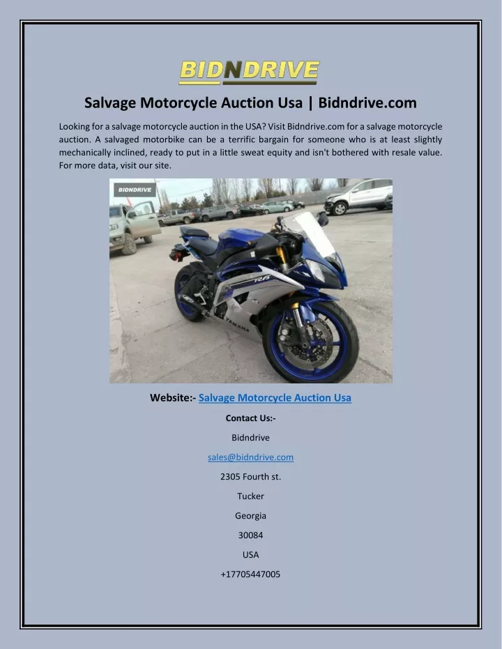 salvage motorcycle auction usa bidndrive com