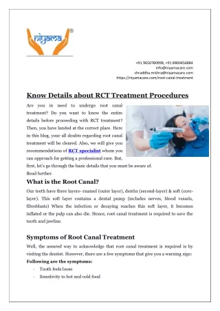 Know Details about RCT Treatment Procedures