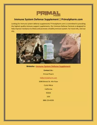 Immune System Defense Supplement | Primalpharm.com