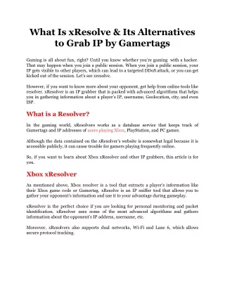 what is xresolve its alternatives to grab