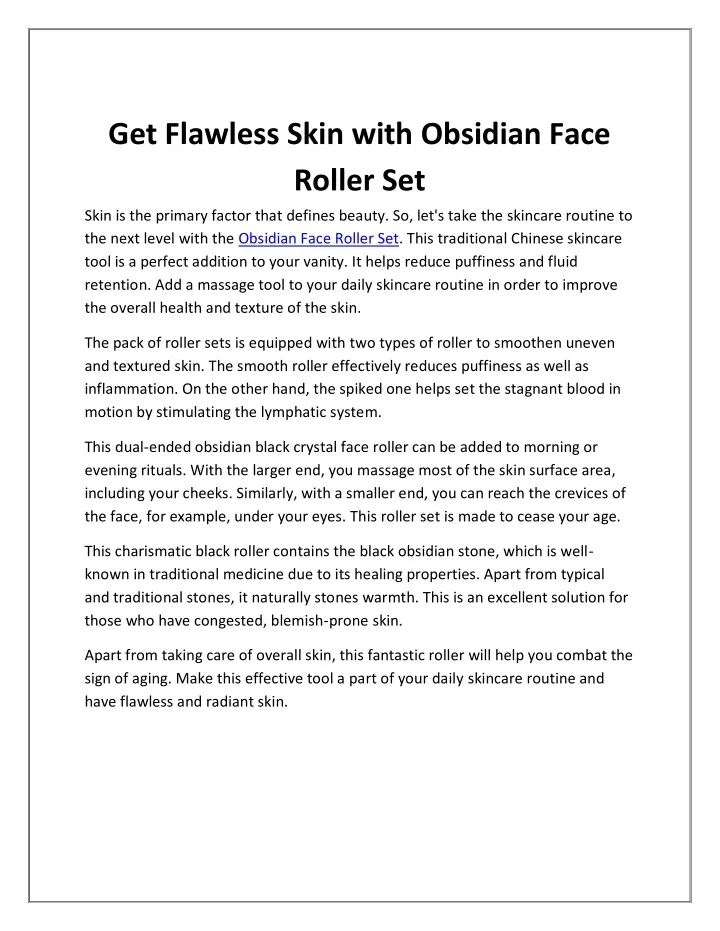 get flawless skin with obsidian face roller set