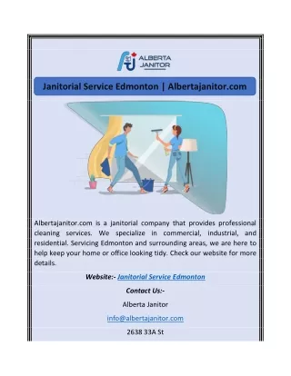 Janitorial Service Edmonton | Albertajanitor.com