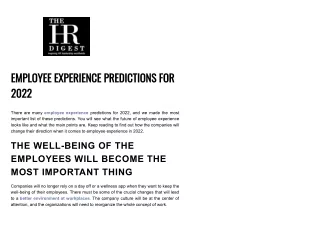 employee experience predictions for 2022