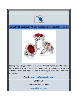 Jewelry Photography Miami | Affordableproductphoto.com
