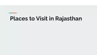 Places to Visit in Rajasthan